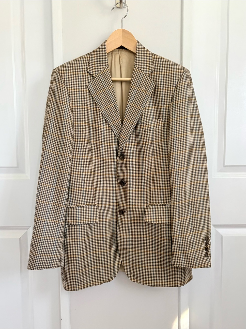 Aquascutum England Wool Silk Linen Check Blazer 38R